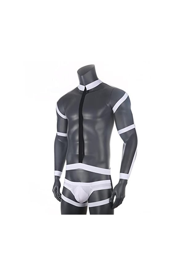 MENGQING Ensemble de sous-vêtements sexy avec harnais de poitrine et sangle dépaule élastique pour costume de scène, vêtemen