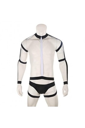 CABULE Ensemble de harnais de corps sexy et élastique pour homme - Poitrine et épaule - Lingerie - String - Noir - L
