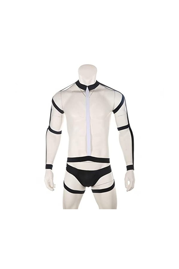CABULE Ensemble de harnais de corps sexy et élastique pour homme - Poitrine et épaule - Lingerie - String - Noir - L