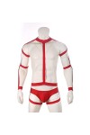 CABULE Ensemble de harnais de corps sexy et élastique pour homme - Poitrine et épaule - Lingerie - String - Noir - L