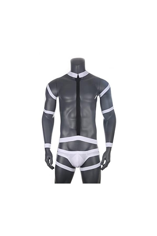 CABULE Ensemble de harnais de corps sexy et élastique pour homme - Poitrine et épaule - Lingerie - String - Noir - L