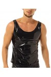 AIEOE Body Homme Maillot de Corps en Cuir Verni Sexy Combinaison Bodysuit Zip Costume Clubwear XXL