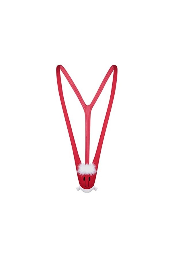 String mankini une pièce pour homme avec motif de Noël - Sous-vêtements fantaisie - Sous-vêtements creux - Rouge - Taille uni