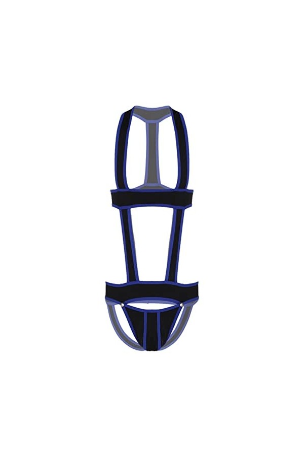 Lingerie pour homme - Justaucorps une pièce ajouré - Couleur contrastée - Pochette bombée - Rouge - XL