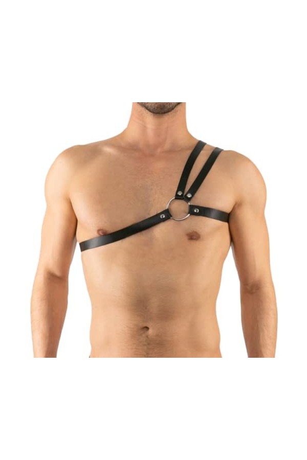 HSQSMWJ Homme Harnais de Poitrine en Cuir Sexy Body Bandage Color:Red,Size:One Size 