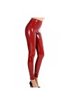 Femmes Sexy en Cuir Verni Miroir Haute Élasticité Leggings Taille Haute Petits Pieds Pantalon en Cuir Discothèque Bar Costume