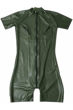 Catcuit Pour Homme En Latex Avec Fermetures Éclair Mamelon, Vert Armée, Caoutchouc Naturel, Jambes Courtes, Vêtements, Fermet