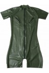 Catcuit Pour Homme En Latex Avec Fermetures Éclair Mamelon, Vert Armée, Caoutchouc Naturel, Jambes Courtes, Vêtements, Fermet