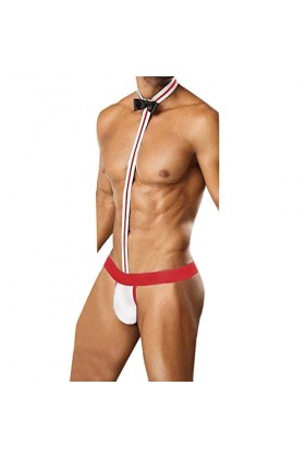 Gelb&Schwarz Combinaison Résille Serveur Briefs nouveauté Thong Costume sous-vêtements Bodysuit Sexy Hommes Lingerie Mankini 