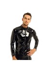DCIUSTFHE Hommes Sexy Cuir Verni Manches Longues Fermeture Éclair Vestes Chemises Boîtes De Nuit Bar À Vin DS Jeu De Rôle Cos