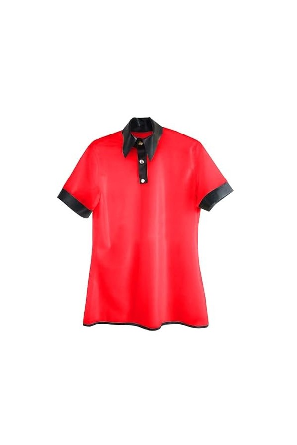 Latex caoutchouc naturel hauts T-shirts Wetlook bouton rouge hauts en Latex unisexe beau Latex personnaliser