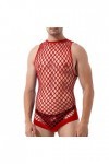 SARGE Mari Lingerie Hommes résille Body évider sous-vêtements Gars Homme fête Tenue de Club Homme sans Manches Pansement Comb