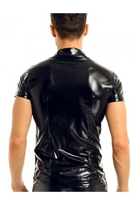 Maeau Body pour homme 1 pièce effet mouillé Combinaison intégrale Combinaison en cuir Mesh Patchwork Combinaisons Clubwear, n