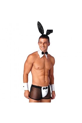 iiniim Lingerie Homme Sissy String Déguisement Soubrette Uniforme Serveur Nuisette Erotisme String + Bracelets + Collier sous