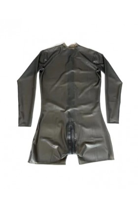 Catcuit en Latex noir Transparent pour hommes, avec fermeture éclair au dos, en caoutchouc naturel, jambes courtes, vêtements