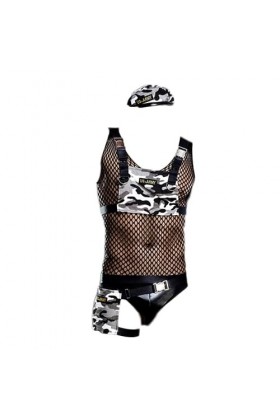 OLIns Homme Ensemble Déguisement Marin Sexy Cosplay Sissy Nuisette Erotique Color:Black,Size:One Size 