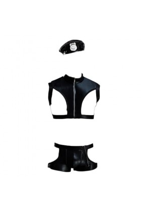 OLIns Homme Poitrine Ceinture Faux Cuir Jeu de rôle Ensemble Lingerie Sexy Gay Bar Pub Gothique Punk Color:Black,Size:One Si