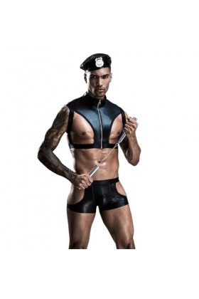 OLIns Homme Poitrine Ceinture Faux Cuir Jeu de rôle Ensemble Lingerie Sexy Gay Bar Pub Gothique Punk Color:Black,Size:One Si