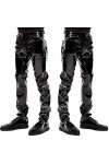 WaTsky Hommes Sexy sous-Vêtements Miroir Cuir Verni Pantalon en Cuir Boîte De Nuit Barres DS Scène Vêtements Noir,Noir,L