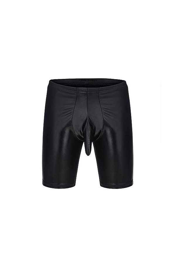 WaTsky Hommes Sexy Cuir Verni sous-Vêtements Décontracté Cuir Short Boîte De Nuit Barres DS Scène Vêtements Noir,Noir,M