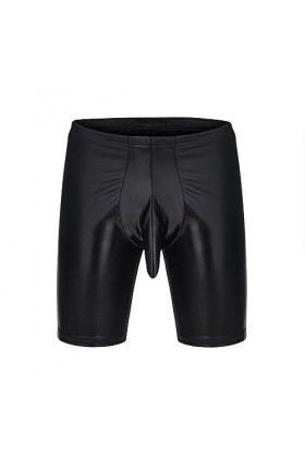 WaTsky Hommes Sexy Cuir Verni sous-Vêtements Décontracté Cuir Short Boîte De Nuit Barres DS Scène Vêtements Noir,Noir,M