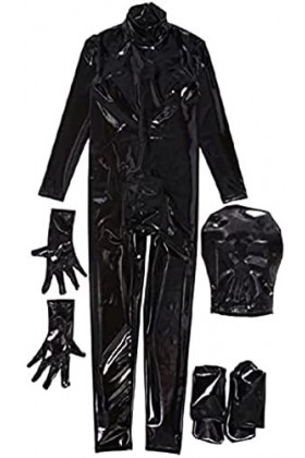 RAHBI Homme Décolleté Entrée Latex Catsuit Épaule Cuir Complet Corps Hommes Sexy Latex Serré Fermeture Éclair Combinaison Cao