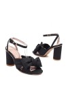 WOkismD 8CM / 3.14IN High-Heeled Shiny Bow Fish Mouth Open Toe Boucle creuse Talon épais Sandales à talons hauts pour femmes,