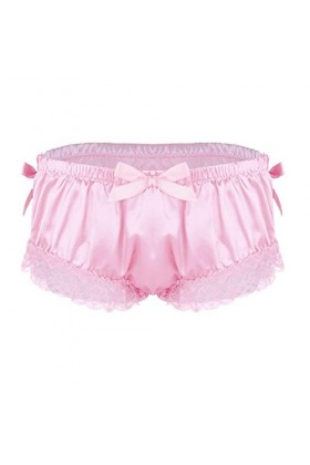 Lanières hommes, Mémoires Hommes Sissy Sous-vêtements homme brillant doux satin Culottes Lingerie sexy volantée dentelle flor