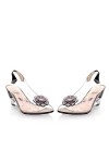 WOkismD 7CM/2.75IN Fish Mouth Fleur Dété Haut Talon Cristal Talon Wedge Sequin Transparent En Cuir Verni Sandales,Noir,39 EU