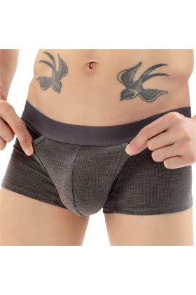 Sous-vêtements gay sexy pour homme ouvert sur le devant avec poche pénis, gris, M