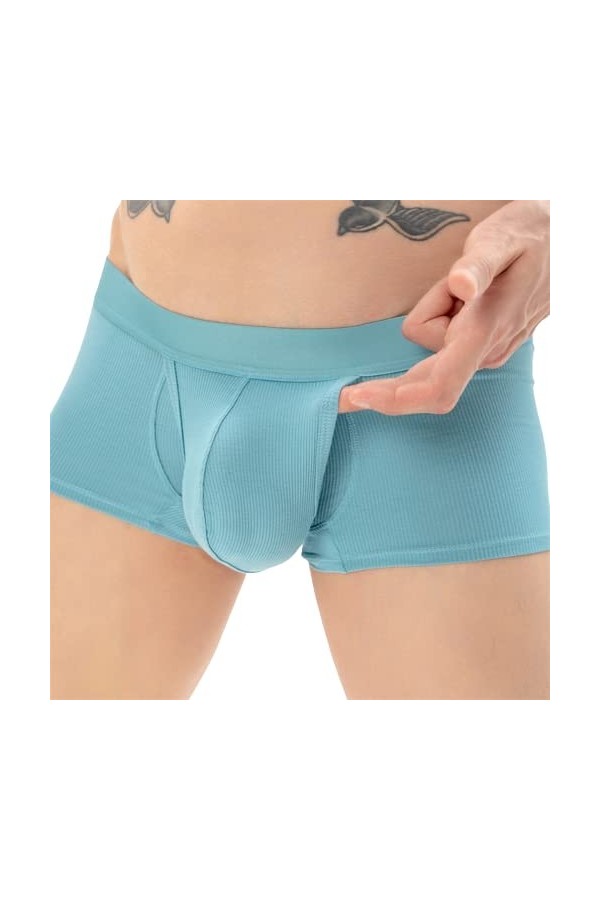 Sous-vêtements gay sexy pour homme ouvert sur le devant avec poche pénis, gris, M