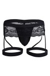 Générique Hommes Dentelle Trois - Culottes Sexy Transparent Boxer Brief Pouch Lingerie Garter Sissy Crossdress Pantalons Rou