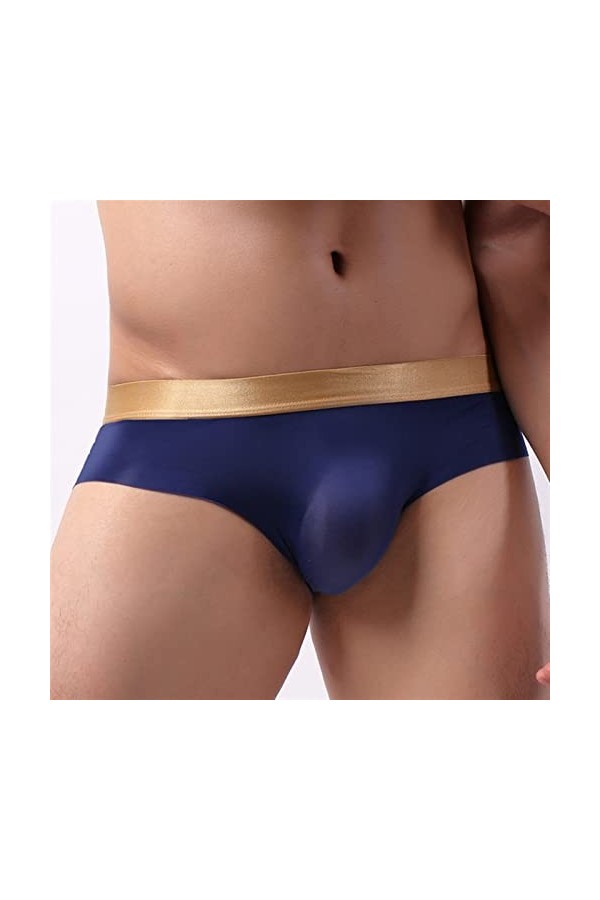 FREVA sous-vêtements Boxers Caleçons Slips Strings Sexyr Briefs Ice Silk U Convex Terre ElasticMiddle Couleur Solide sans Cou