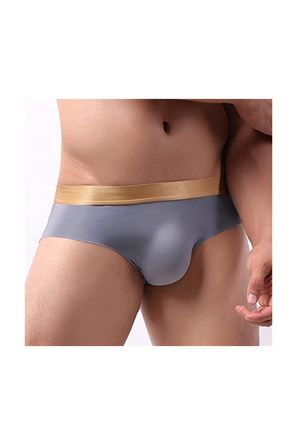 FREVA sous-vêtements Boxers Caleçons Slips Strings Sexyr Briefs Ice Silk U Convex Terre ElasticMiddle Couleur Solide sans Cou