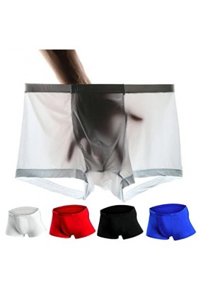 Hommes sous-vêtements de sous-vêtements de glace en soie boxer sans couture shorts de boxer u convex soft 3d sexy samis mascu