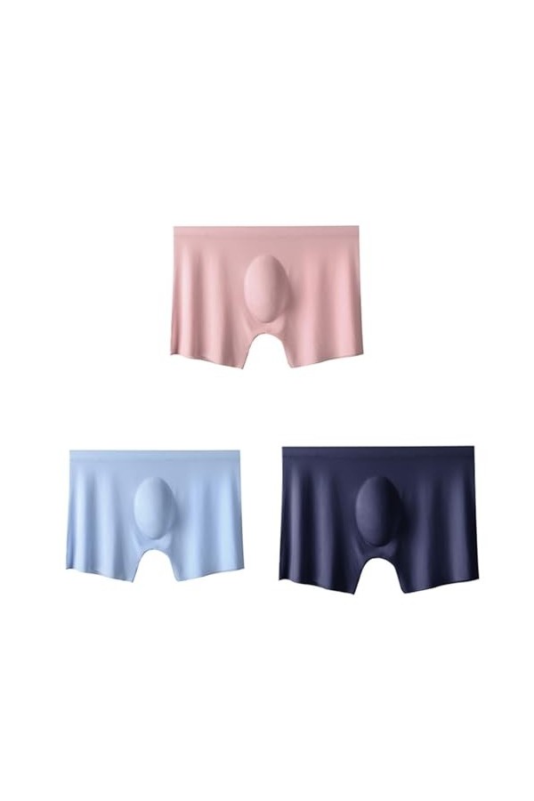 NAZARR 3pcs Men dété Men de Glace en Soie sans Couture sans vêtements Sexy Boxers Shorts mâles Ultra-Minces Respirant Boxer 