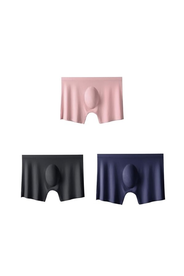 NAZARR 3pcs Men dété Men de Glace en Soie sans Couture sans vêtements Sexy Boxers Shorts mâles Ultra-Minces Respirant Boxer 