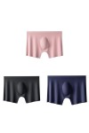 NAZARR 3pcs Men dété Men de Glace en Soie sans Couture sans vêtements Sexy Boxers Shorts mâles Ultra-Minces Respirant Boxer 