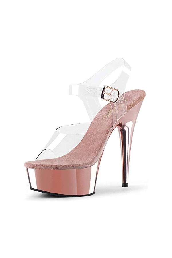 Pleaser DELIGHT-608 CLR/Rose Gold Chrome UK 4 EU 37 