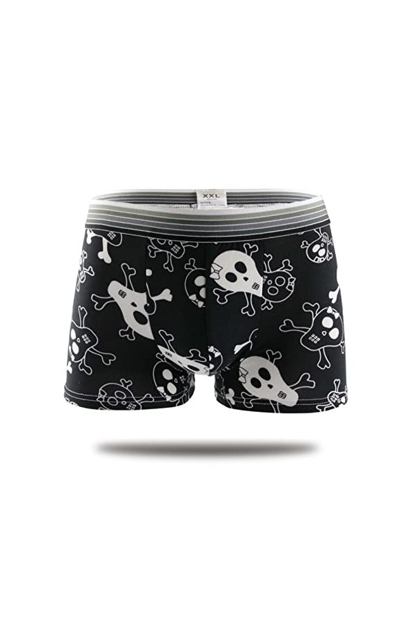 FREVA sous-vêtements Boxers Caleçons Slips Strings Milk Silk Soft Breathable Fashion Yong Mens Boxers Cartoon Skull Personnal