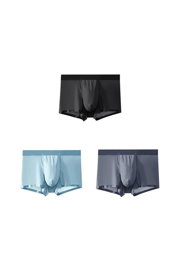 FREVA sous-vêtements Boxers Caleçons Slips Strings Summer Men Ice Silk Underwear Boxer Brief Color : 9, Size : 3PCS_70-80KG 