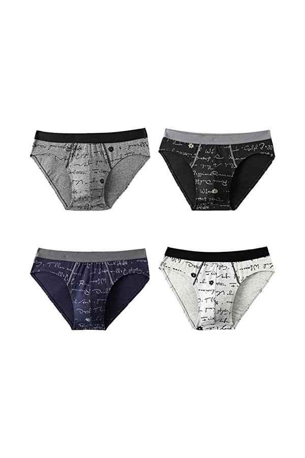 4 pcs/lot mâle imprimé Coton stéréoscopique Couture de Taille Plus Casse Color : XZFSP229A, Size : XXL 