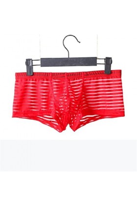 NAZARR sous-vêtements Transparents Hot Men Sexy Stripe Mesh Boxer M-XXL Men de Taille Bas Color : Giallo, Size : M 