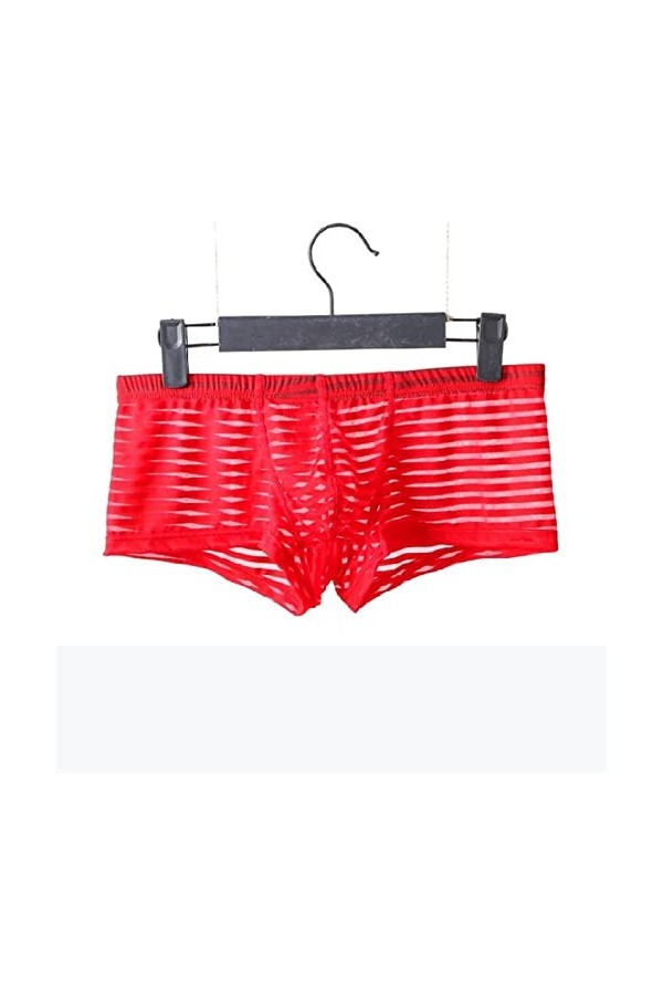 NAZARR sous-vêtements Transparents Hot Men Sexy Stripe Mesh Boxer M-XXL Men de Taille Bas Color : Giallo, Size : M 