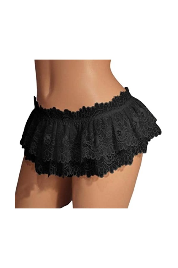 Slips en Dentelle pour Hommes Culottes À Volants Mini Jupe Costume Travesti Jupe Tongs Gays sous-vêtements pour Hommes String