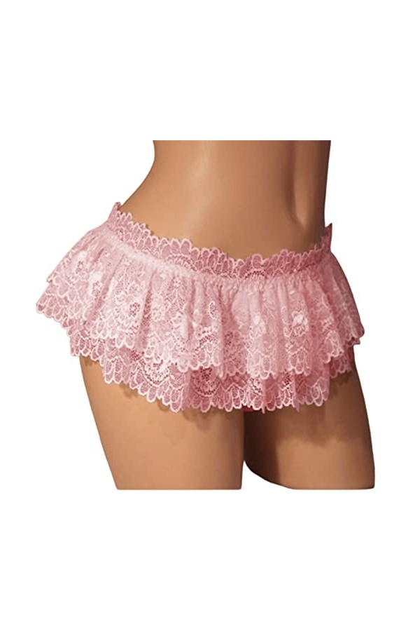 Slips en Dentelle pour Hommes Culottes À Volants Mini Jupe Costume Travesti Jupe Tongs Gays sous-vêtements pour Hommes String