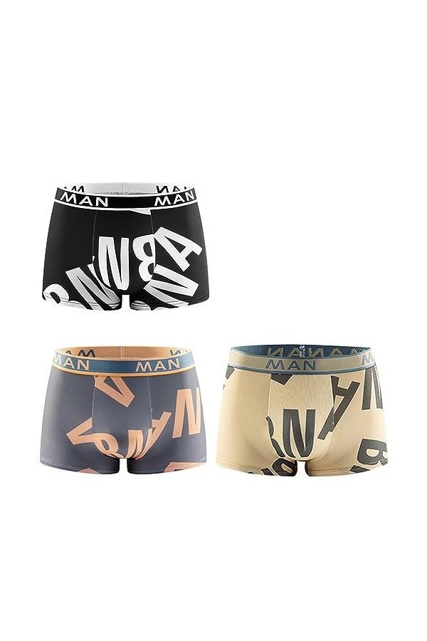 LLaviD sous-Vêtements Homme 3Pcs / Lot Men Palies Lettre Seau sans Suppres Primés Imprest-3Pcs Mix 03-4Xl 82.5-95Kg