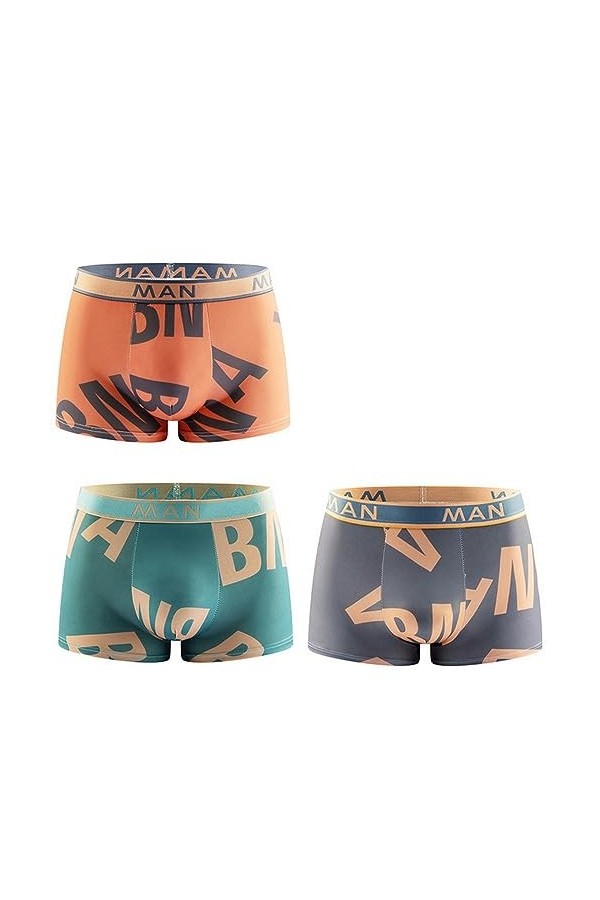 LLaviD sous-Vêtements Homme 3Pcs / Lot Men Palies Lettre Seau sans Suppres Primés Imprest-3Pcs Mix 03-4Xl 82.5-95Kg