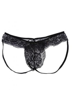 Générique Mens Panty Transparent Dentelle Garniture Sexy sous - vêtements Floral Mesh Sissy Dentelle Panty Transparent Bikini