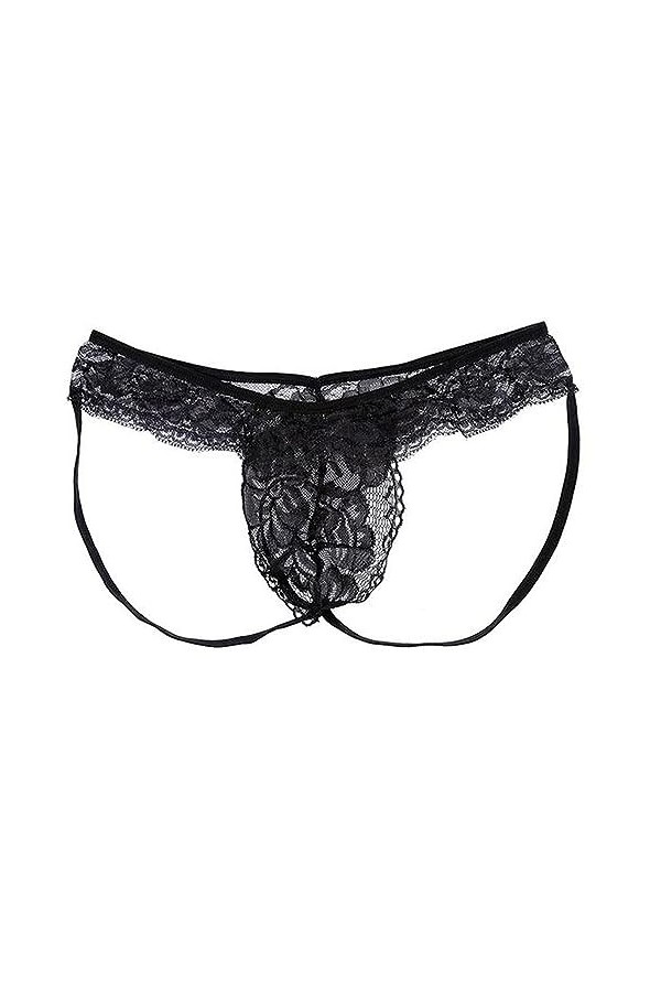 Générique Mens Panty Transparent Dentelle Garniture Sexy sous - vêtements Floral Mesh Sissy Dentelle Panty Transparent Bikini